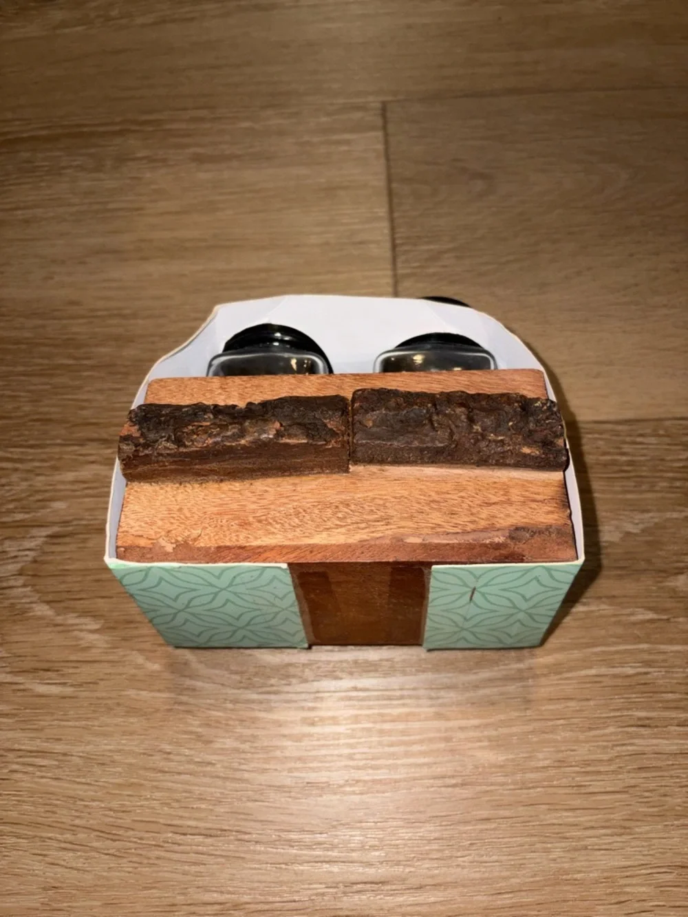 Handcrafted Wooden Salt & Pepper Caddy Set Rustic Kitchen Table Decor New
